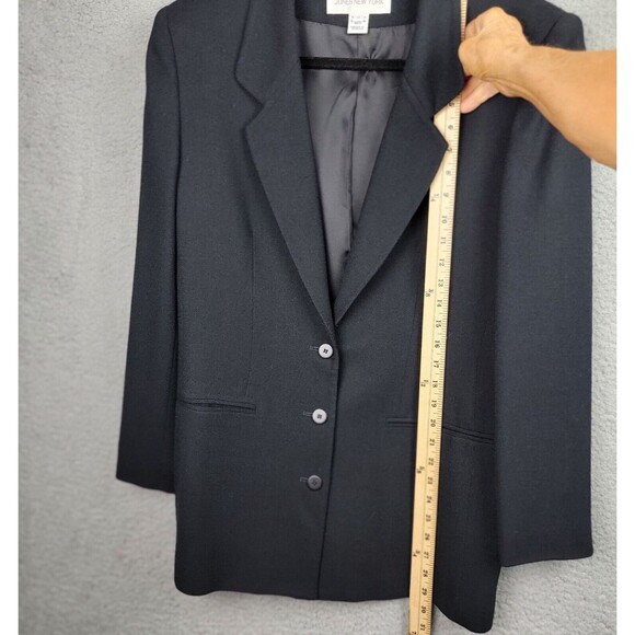 VTG Jones New York Blazer Size 10 Black 100% Worsted Wool Made In USA Classic - Picture 8 of 16